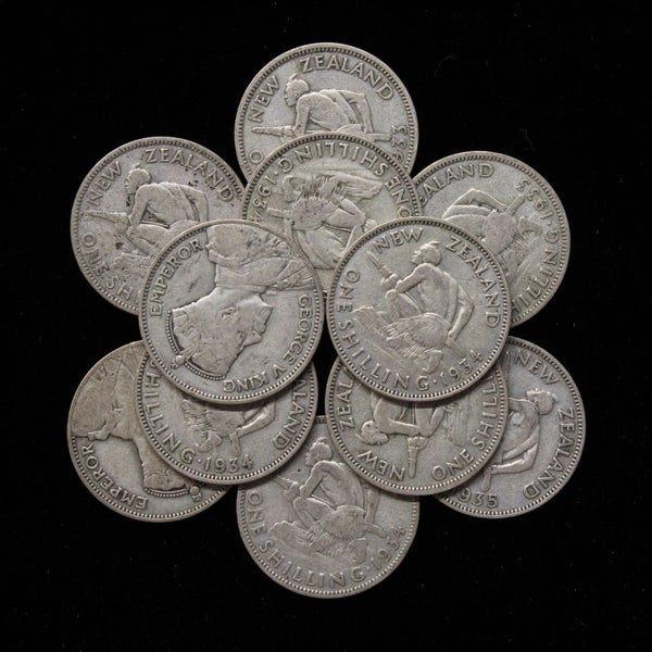 NZ SILVER SHILLINGS 1 OZ SILVER! $1 RESERVE! Carousel 1