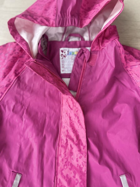 NEW WATERPROOF JACKET PINK WITH REFLECTIVE REFLECTOR STRIPS & ANIMAL PRINT Carousel 3