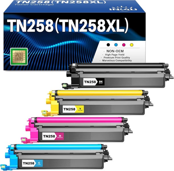 TN258 Toner Cartridge BK / C / M / Y Compatible for Brother Printer Premium A+ Carousel 1