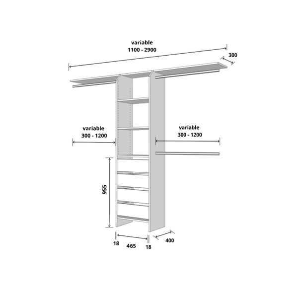 Tasman 500 4 drawer tower wardrobe Carousel 2