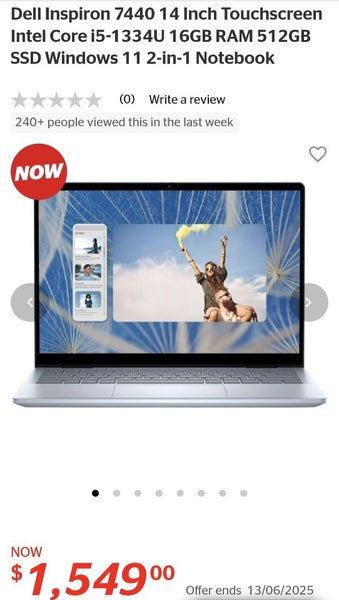 Dell Inspiron 7440 14 Inch Touchscreen Intel Core i5-1334U 16GB / 512GB628688356033311120