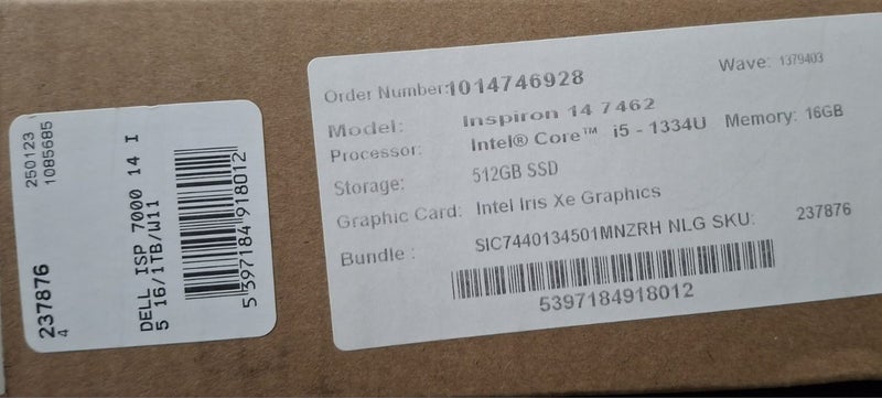 Dell Inspiron 7440 14 Inch Touchscreen Intel Core i5-1334U 16GB / 512GB62868835603331114