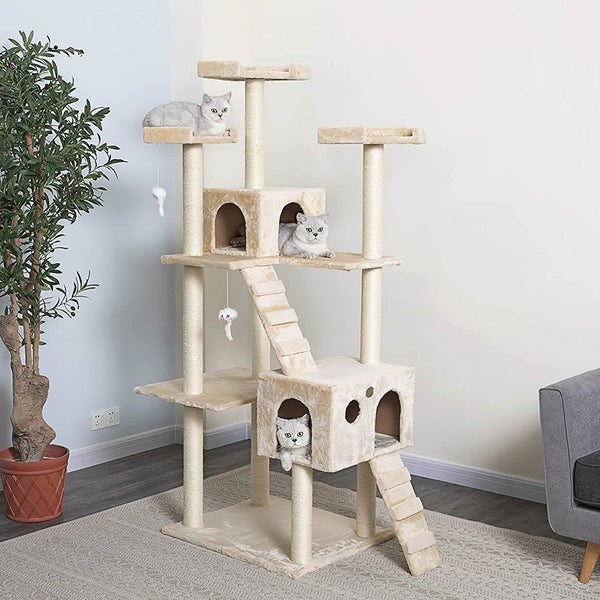 Cat Tree House Scratching Post Condo - 186CM BEIGE Carousel 1