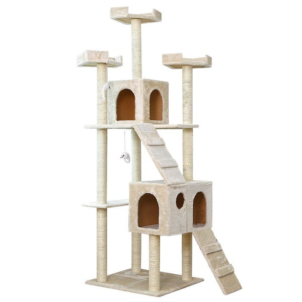 Cat Tree House Scratching Post Condo - 186CM BEIGE Carousel 2