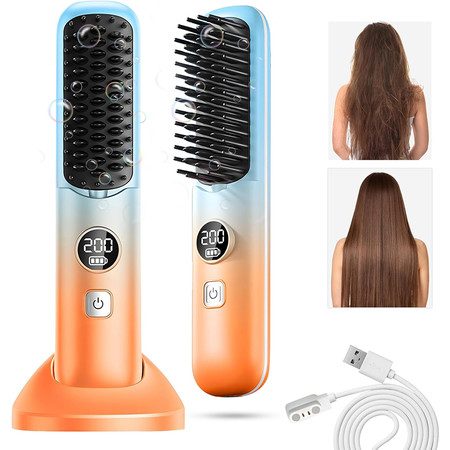 Cordless Hair Straightener Brush Portable Mini Hair Straightening Comb Carousel 1