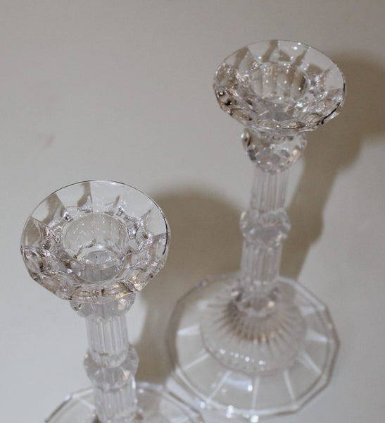 +++ STYLISH (2) GLASS CANDLE STICKS +++62863238460930113