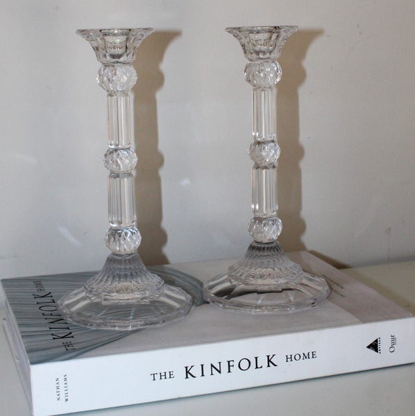 +++ STYLISH (2) GLASS CANDLE STICKS +++62863238460930114