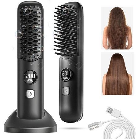 Cordless Hair Straightener Brush Portable Mini Hair Straightening Comb Carousel 1