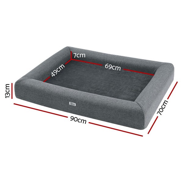Pet Bed Dog Cat Large Calming Soft Sofa Cushion Egg Crate Washable Grey Carousel 2