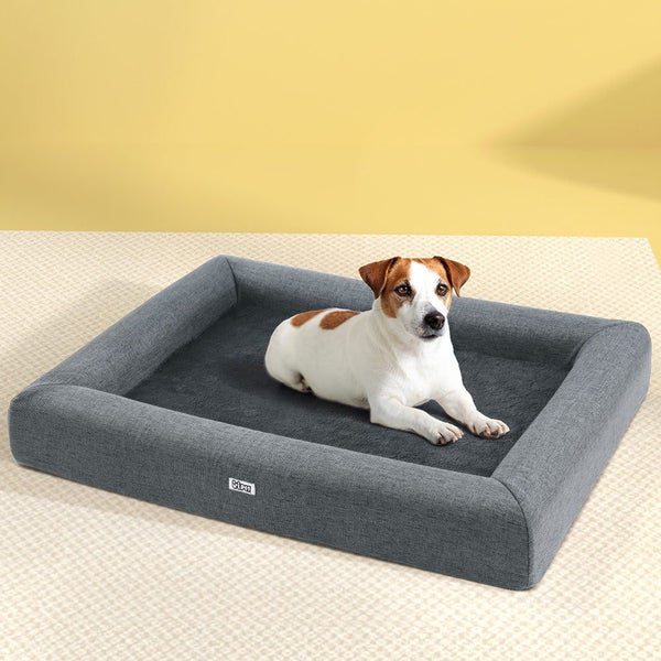 Pet Bed Dog Cat Large Calming Soft Sofa Cushion Egg Crate Washable Grey Carousel 7