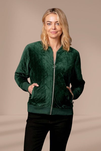 Mi Moso Quilted Bomber Green Velvet Carousel 1