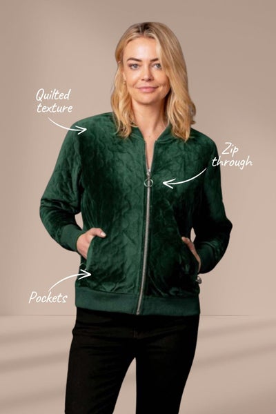 Mi Moso Quilted Bomber Green Velvet Carousel 2