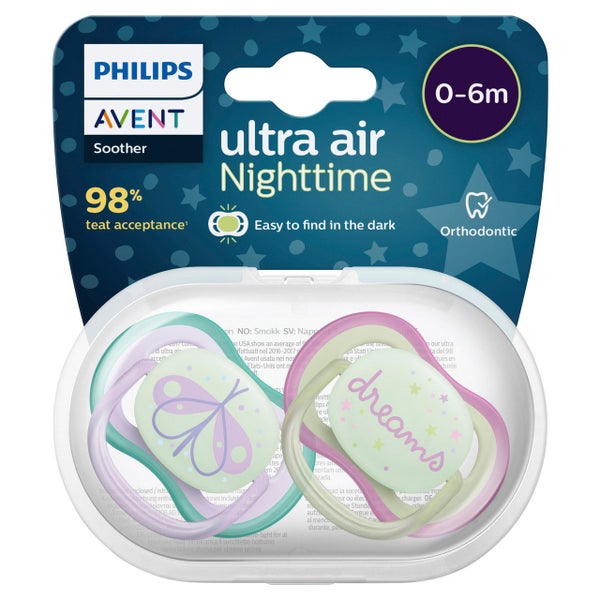 Avent Ultra Air Night BPA Free Soother 0-6m 2 Pack Carousel 1