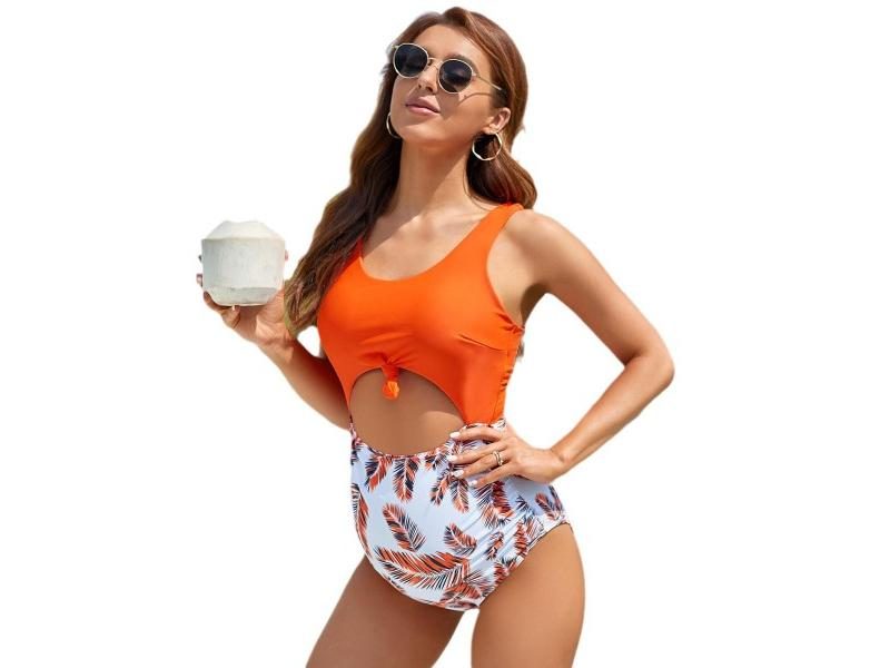 Maternity Summer Bathing Suits High Waist Premama Contrast Color Swimwears Carousel 1