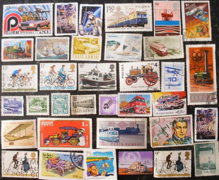 Bulk stamps - $1 reserve - stamps featuring vehicles - trains, planes, space ... Carousel 1