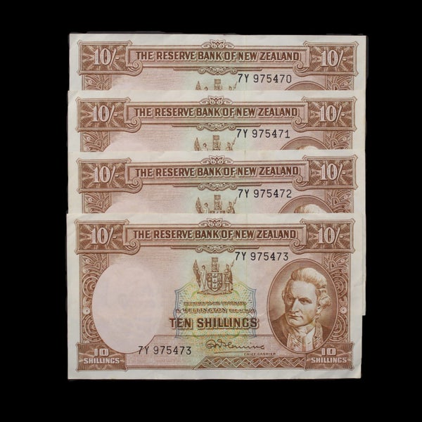 NZ FLEMING TEN SHILLINGS RUN OF 4! Carousel 1