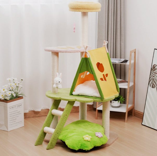Cat Tree Tower with Scratching Posts, Tent, Cushion, Multi-Level Cat Furniture64502068186369110