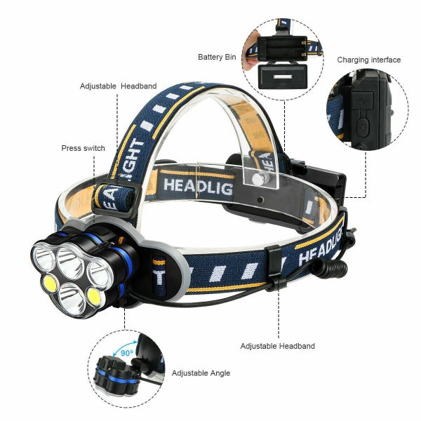 Head Light Headlight USB Rechargeable LED Head Lamp Flashlight Waterproof Carousel 1