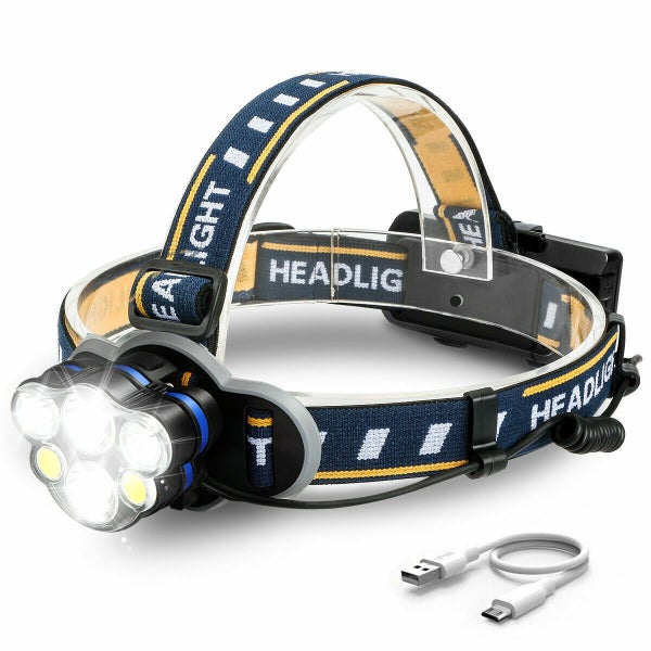 Head Light Headlight USB Rechargeable LED Head Lamp Flashlight Waterproof Carousel 2