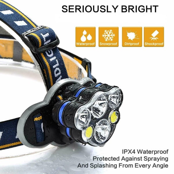 Head Light Headlight USB Rechargeable LED Head Lamp Flashlight Waterproof Carousel 8