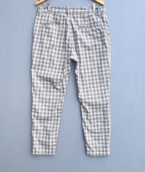 Oxford trouser pants mens size 34 cream checked tartan retro style Carousel 2