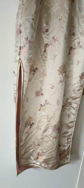 Cream satin brocade cheongsam dress 36 Carousel 2