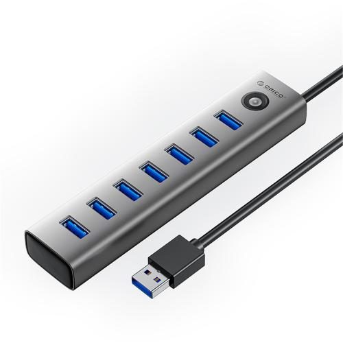 Orico USB-A to 7-Port High Speed USB 3.0 Aluminium Hub - Grey Carousel 1