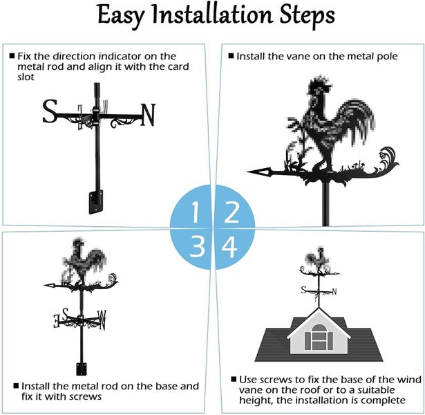 Weathercock Direction Indicator Metal wind vane Orchard Farm Weather Vane Blac Carousel 8