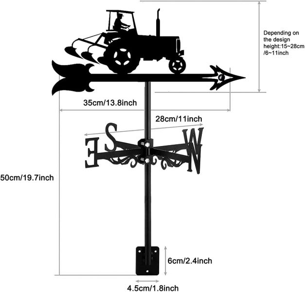 Weathercock Direction Indicator Metal wind vane Orchard Farm Weather Vane Blac Carousel 2