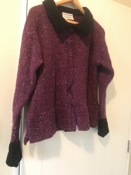 Pure WOOL HAND LOOMED IRISH MADE CARDIGAN/ Stunning Warm 100 % WOOL / $1-00 Res Carousel 17