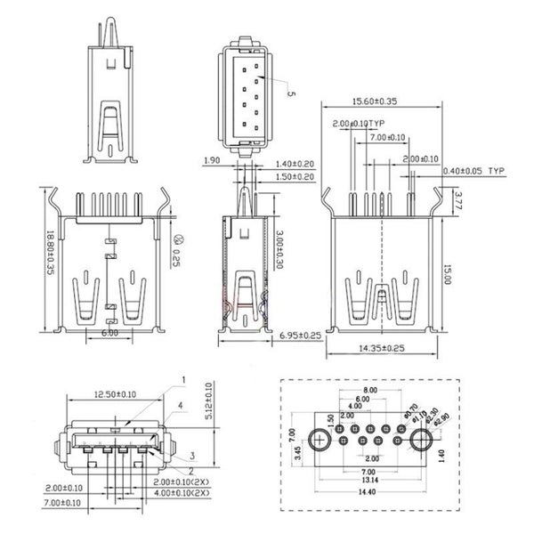 USB 3.0 A Type 180 Vertical Female Connector High-speed Carousel 2