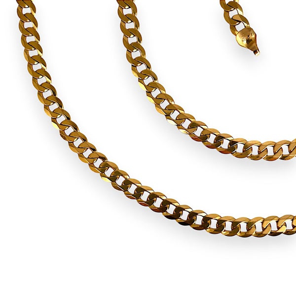 9ct Gold Flat Curb Link Chain High Length 70cm. R # 428 Carousel 1