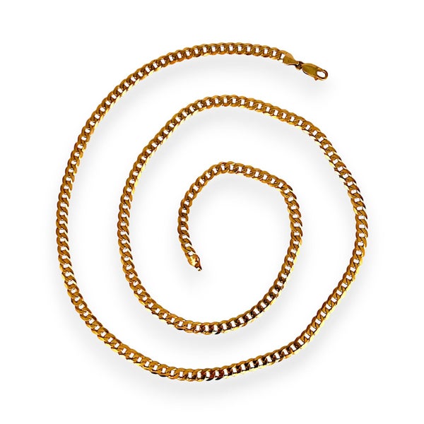 9ct Gold Flat Curb Link Chain High Length 70cm. R # 428 Carousel 2