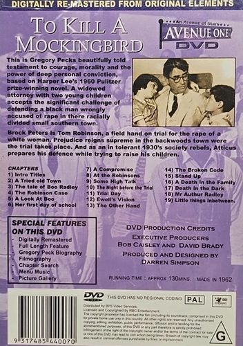 To Kill a Mockingbird - Gregory Peck, Robert Duvall DVD Region 463003978574723111