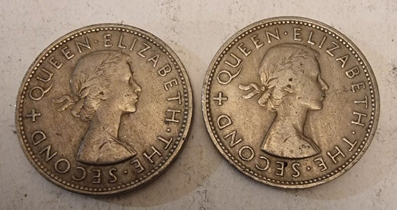 2 NZ 1964 florins Carousel 2