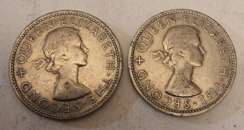 2 NZ 1965 florins Carousel 2