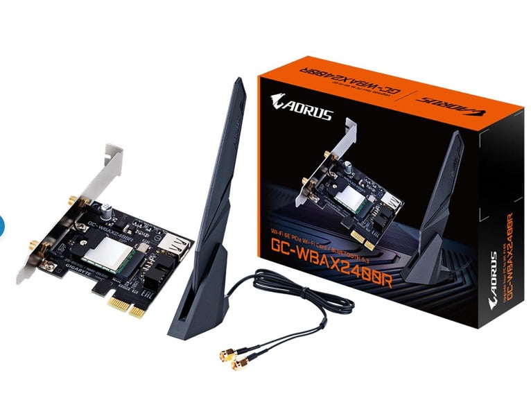 Gigabyte Aorus GC-WBAX2400R (AXE2400) Dual-Band WiFi 6E + BT 5.3 PCIe Adapter Carousel 1