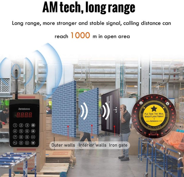 Long Range 12 Coaster Pager Paging Calling System 1000m - WPS103 Carousel 2