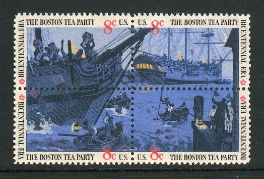USA - 1480/3 -1973 Tea Party Block (4) - UHM Carousel 1