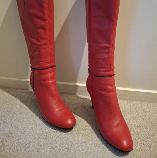 VERS CORTURE Red Leather Knee High Boots Size 38 Carousel 2