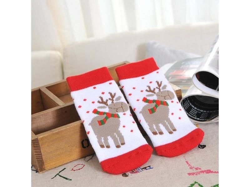 1 Pair Cotton Winter Baby Girls Boys Kids Sock Children Terry Snowflake Elk Carousel 1
