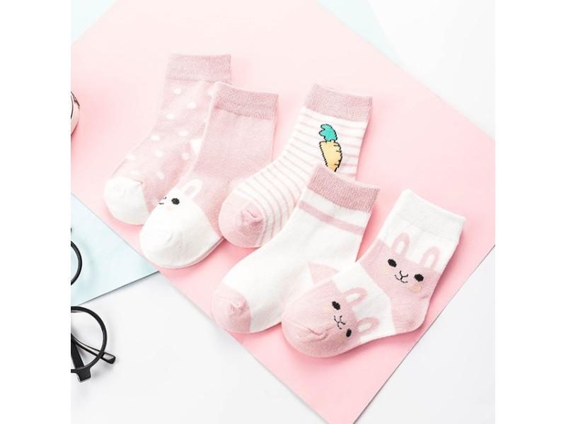 5 Pairs/Lot Children Cotton Socks Boy Girl Baby Newborn Infant Warm Stripe Dots Carousel 1