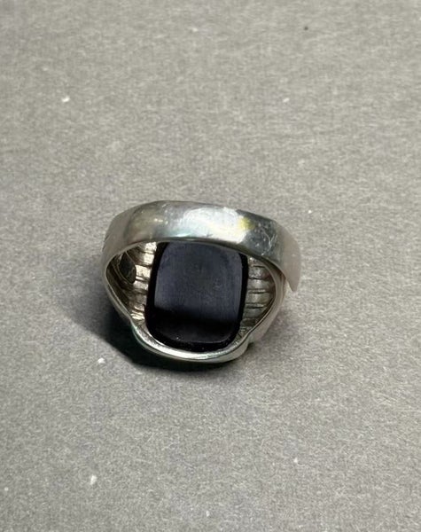 Vintage Art Deco Square Onyx Silver Ring (Adjustable) Carousel 5