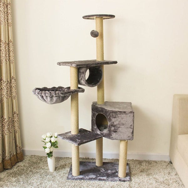 152CM Cat Tree House Scratching Post Condo - GREY Carousel 1