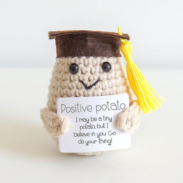 Handmade Crochet Positive Doctor/ Graduate Potato, Funny Crochet toy Carousel 1