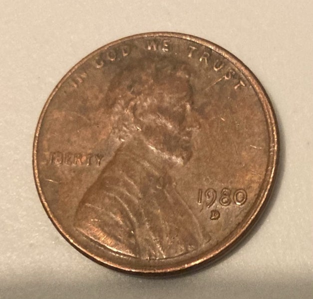 1980 D mint mark one cent no L error Carousel 1