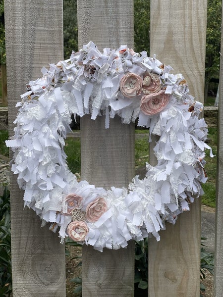 FREE POSTAGE: French lace homemade Fabric wreath Carousel 1