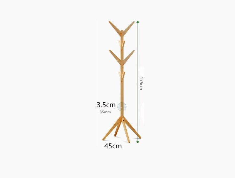 PTN Wooden 175cm Coat Rack Coat Tree Hat Hanger Clothes Garment Hall Way Carousel 2