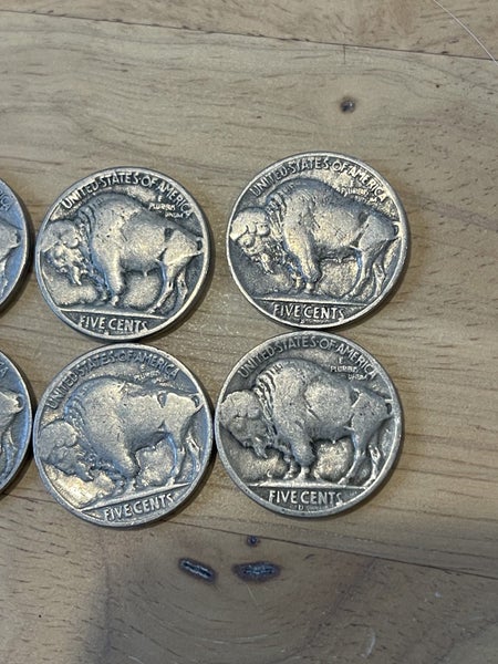 $1 reserve//6pcs of 1920s to 1930s buffalo nickels Carousel 6