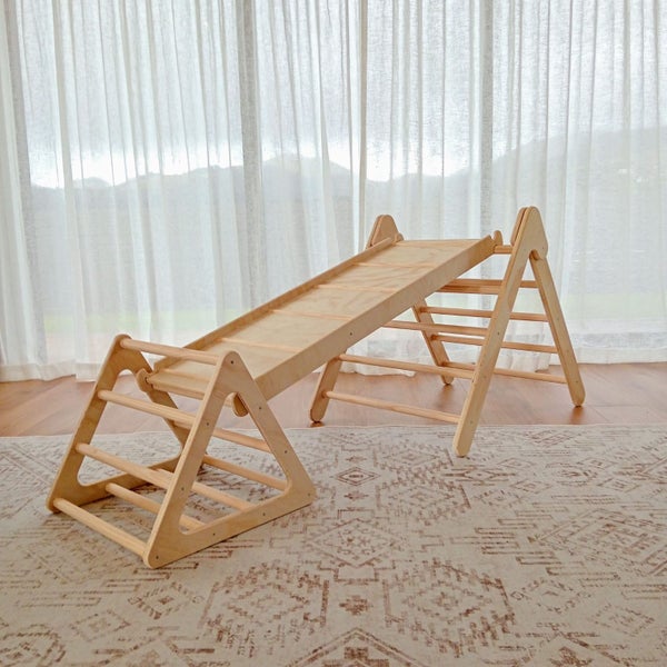 Ultimate Pikler Climbing Bundle - Large Triangle, Mini Triangle, Ramp & Slide Carousel 1